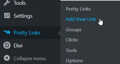 pretty links wordpress menu