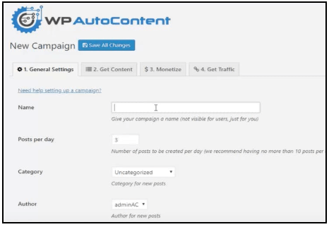 create wp auto content campaign