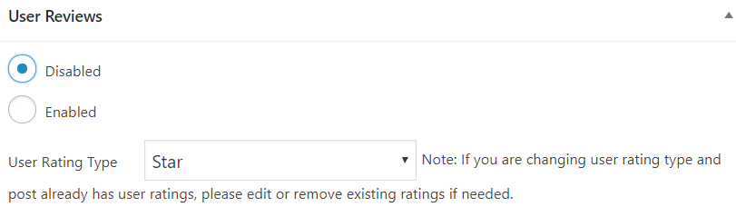 user review options