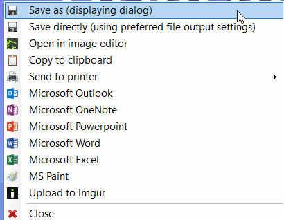 greenshot save options