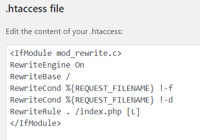 htaccess file standard