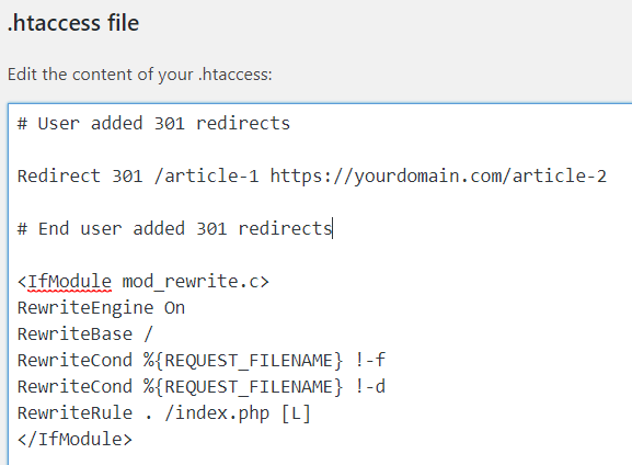 redirect in htaccess file