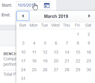 facebook insights date settings