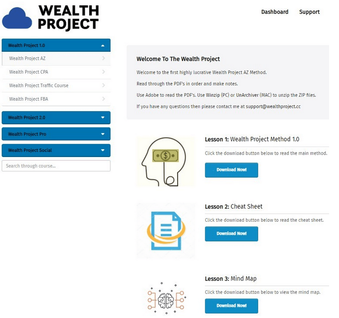 wealth project members dashboard