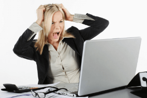 woman panicking beacuse of deactivated account