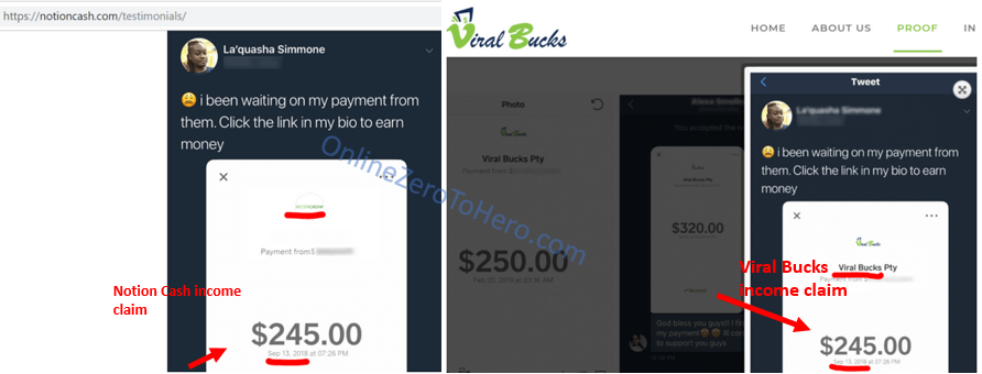 notion cash fake income claim