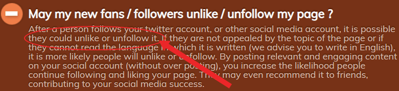 unfollow statement on easysocials