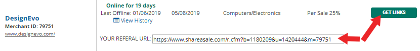 access to shareasale affiliate links