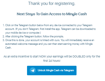 telegram promotion on mingle cash