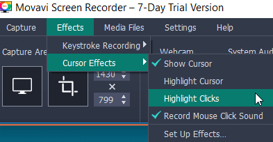 movavi screen recorder cursor effects