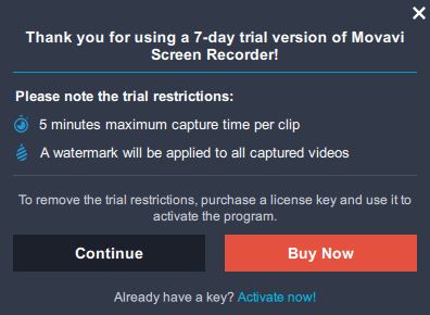 movavi screen recorder free version limitations