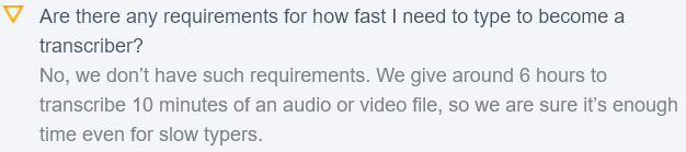 typing speed requirements on gotranscript