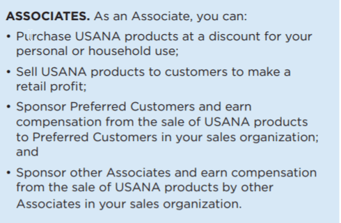 usana associate privileges