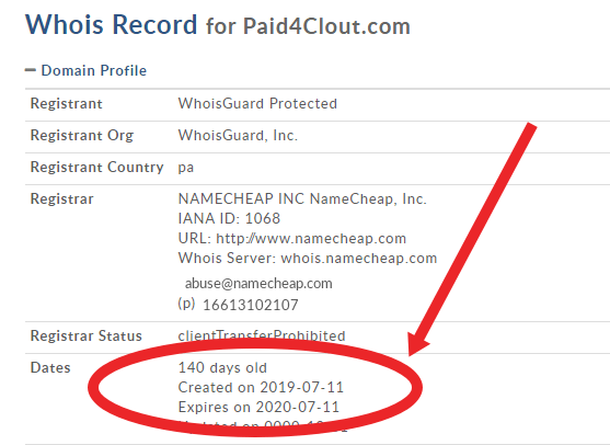 whois record for paid4clout
