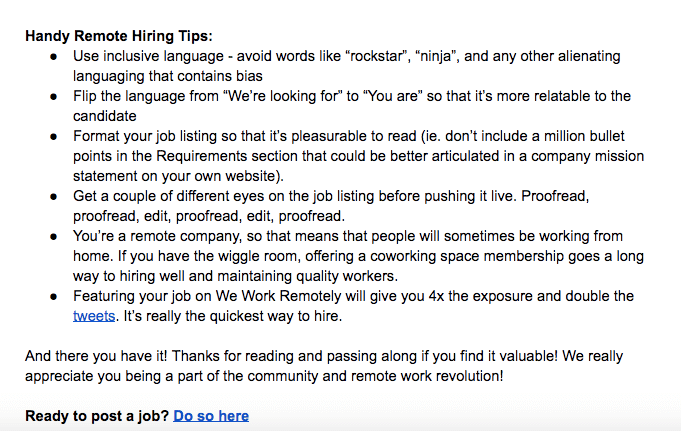 we work remotely hiring tips
